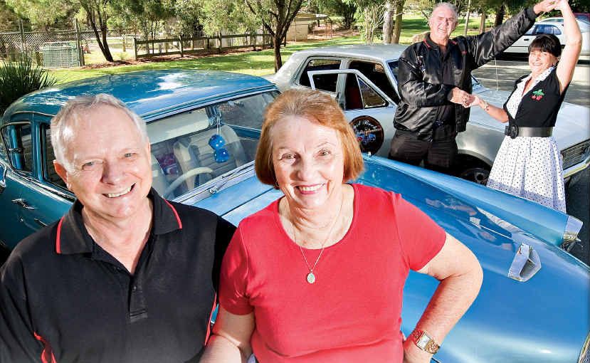 GET HAPPY: Rob Fletcher and Lynda Packer (front) with Dave and Sandra Walton prepare for the Just Rock Ipswich event later this year. GET HAPPY: Rob Fletcher and Lynda Packer (front) with Dave and Sandra Walton prepare for the Just Rock Ipswich event later this year.
